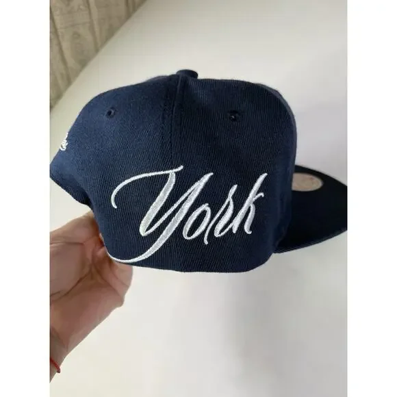 New York Yankees Mitchell & Ness Navy Just Don x MLB Lux Script Snapback Hat